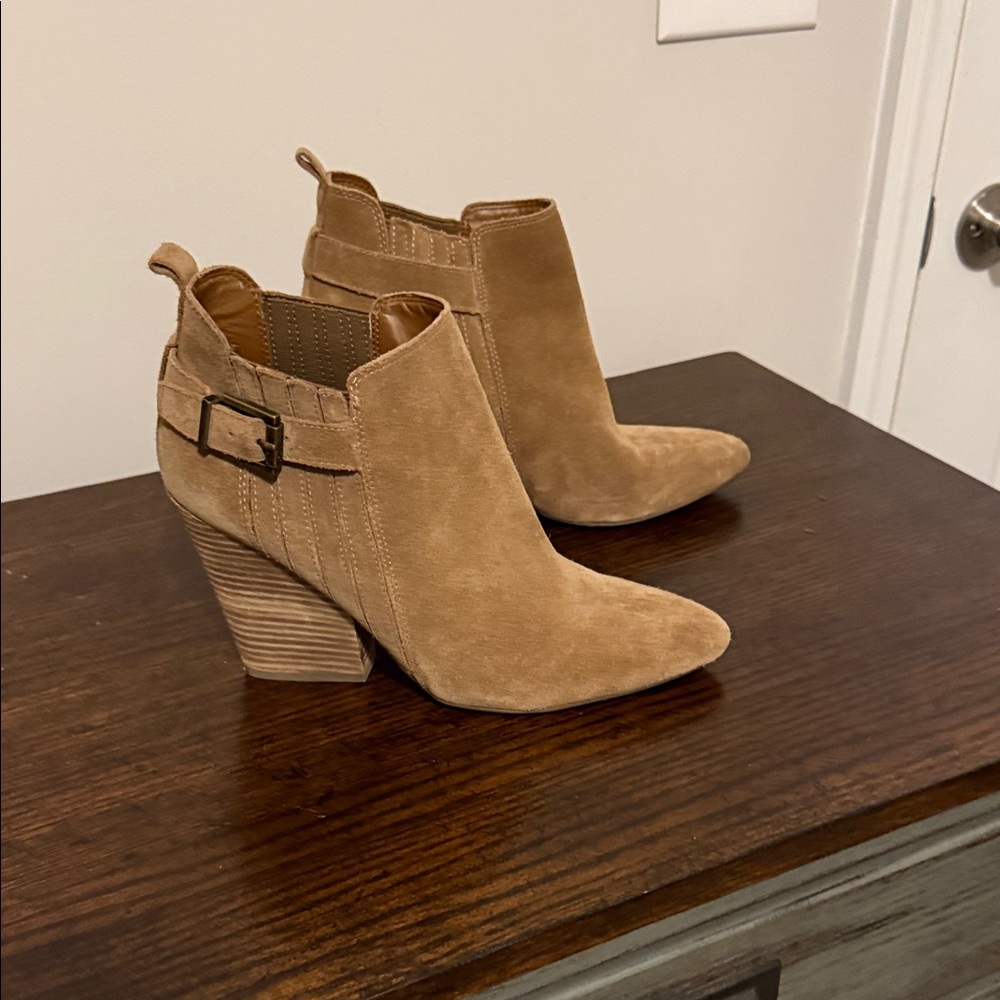 Guess Tan Suede Ankle Booties